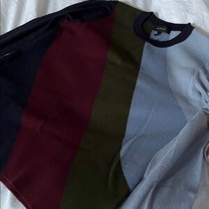 Ann Taylor colorblock colorful stripe long sleeve sweater shirt